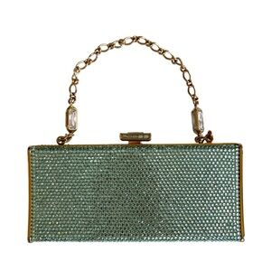 Judith Leiber Gold and Green Crystal Clutch